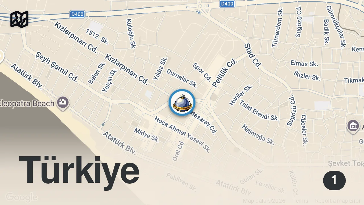 Map of 1 spot from Alanya lezzetlerini denedik #alanya #alanya