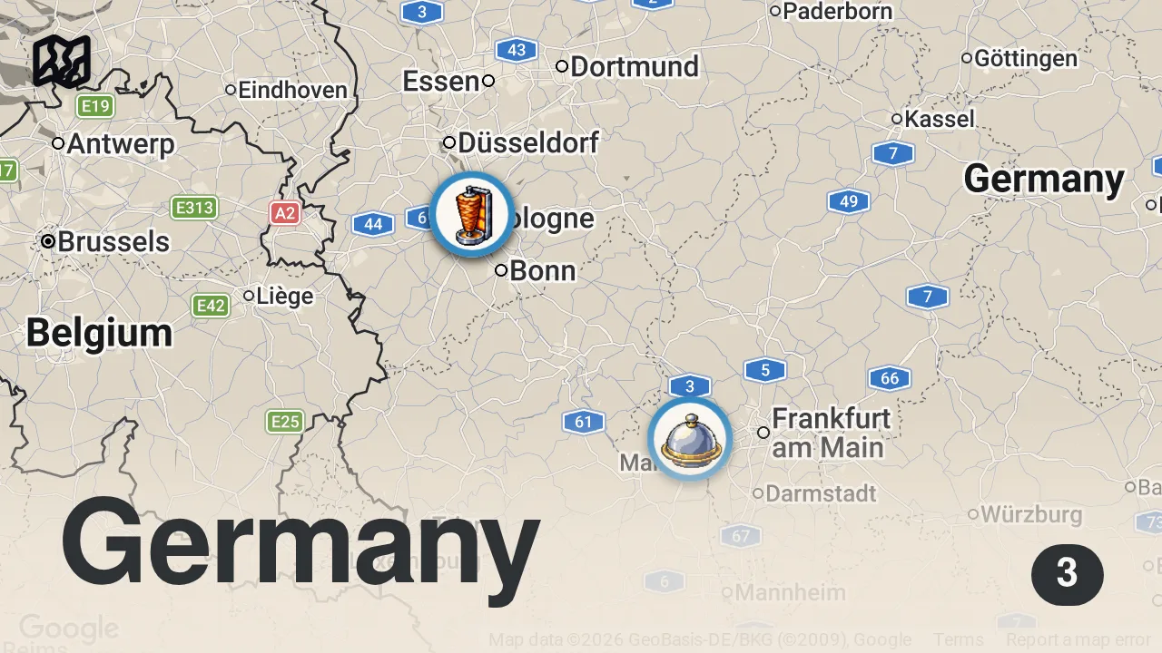 Map of 3 spots from Ich teste den legendären TAXITELLER 🚕