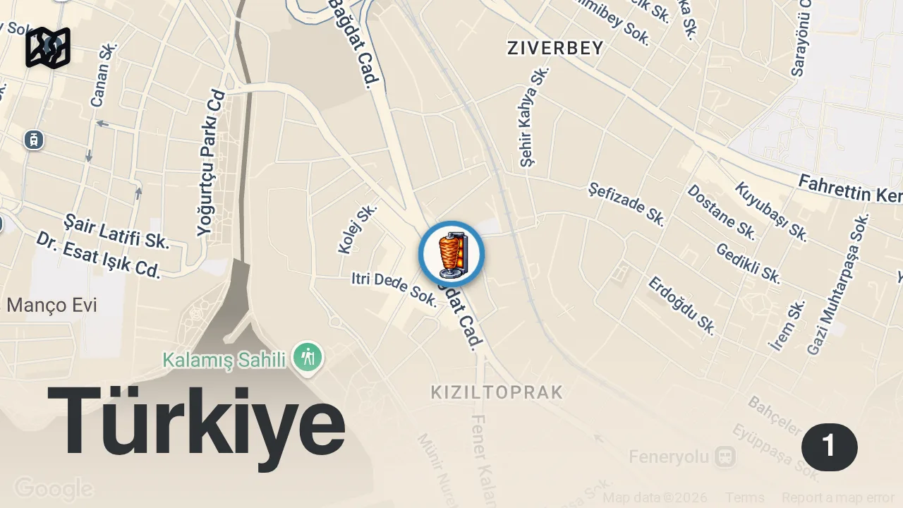 Map of 1 spot from Karaköy’de Gerçek Antep Kebabı: Ciğerden Zırh Kıymasına