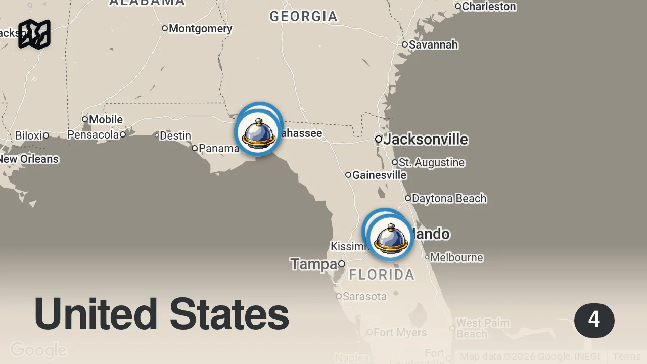Map of 4 spots from Eating at Fast Food Restaurants I've NEVER Heard of... (South Florida)