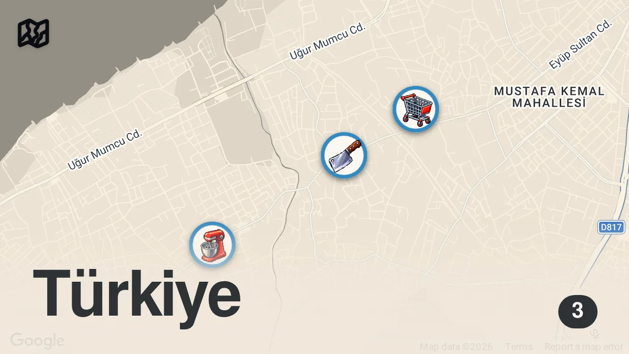 Map of 3 spots from ÖĞRENCİLERİN YÜZÜNÜ GÜLDÜREN SERİ 10!!!
