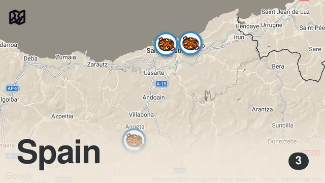 Map of These are the best restaurants in San Sebastián Spain part 2 #spain #food #steak