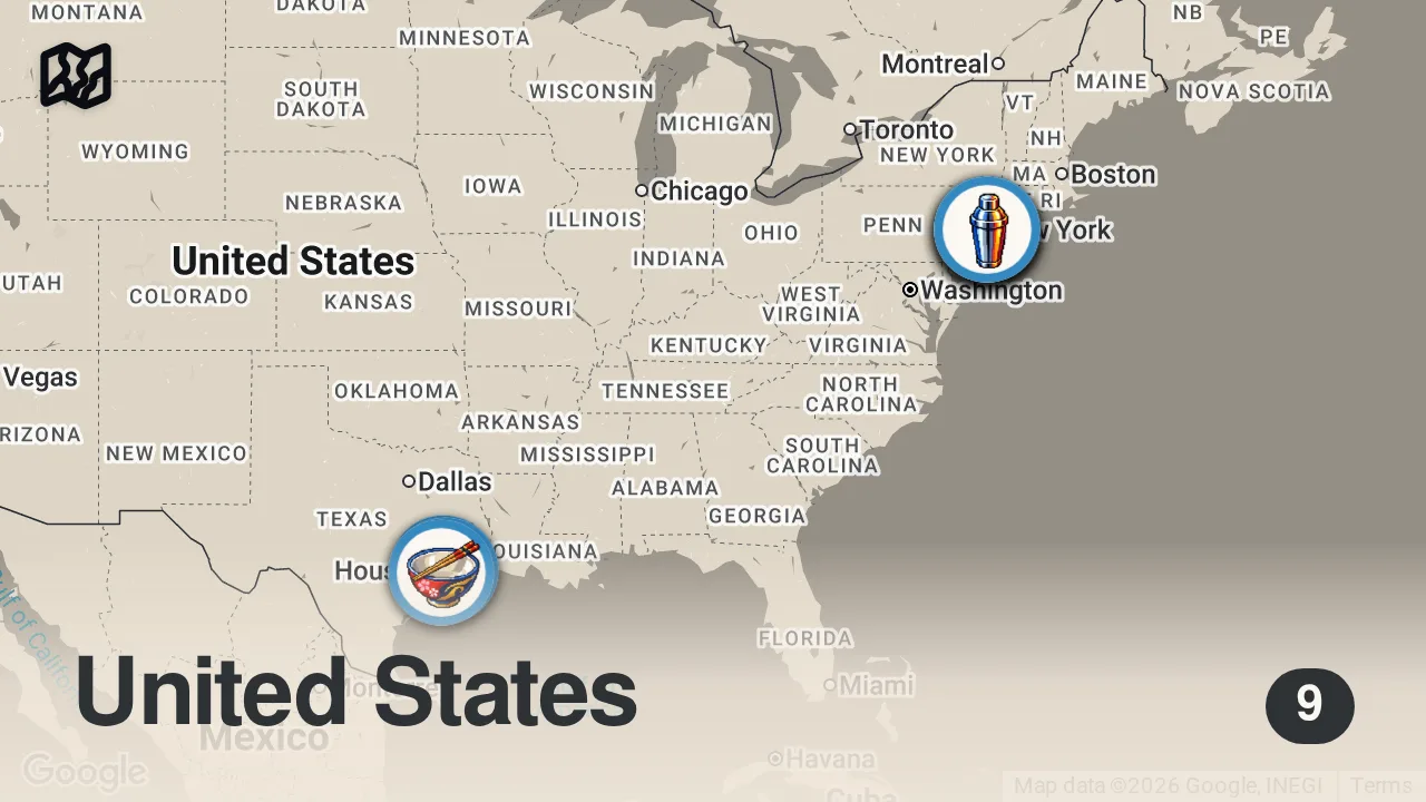 Map of 9 spots from Top 10 Best Restaurants to Visit in Jersey City, New Jersey | USA - English