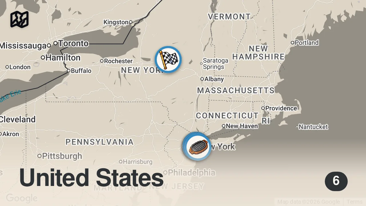 Map of 6 spots from "This is a perfect red sauce pasta" #shorts