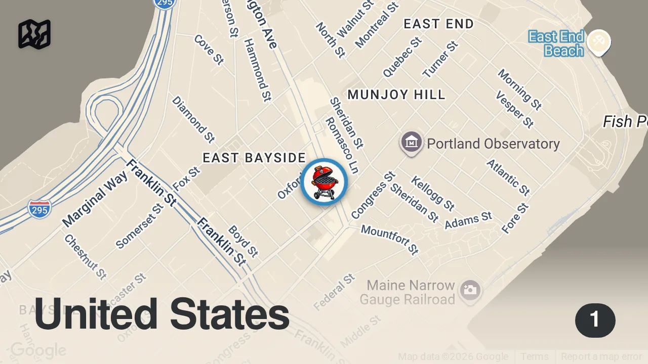 Map of 1 spot from How Pitmaster Pliny Reynolds Brought Texas Barbecue to Portland, Maine — Smoke Point