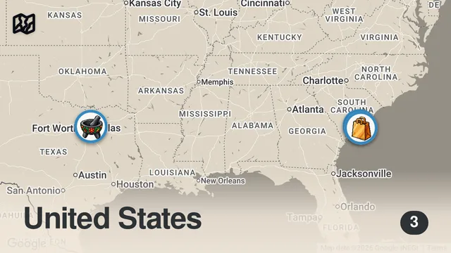 Map of I Ate Supermarket Restaurants For 24 Hours... (South Carolina)