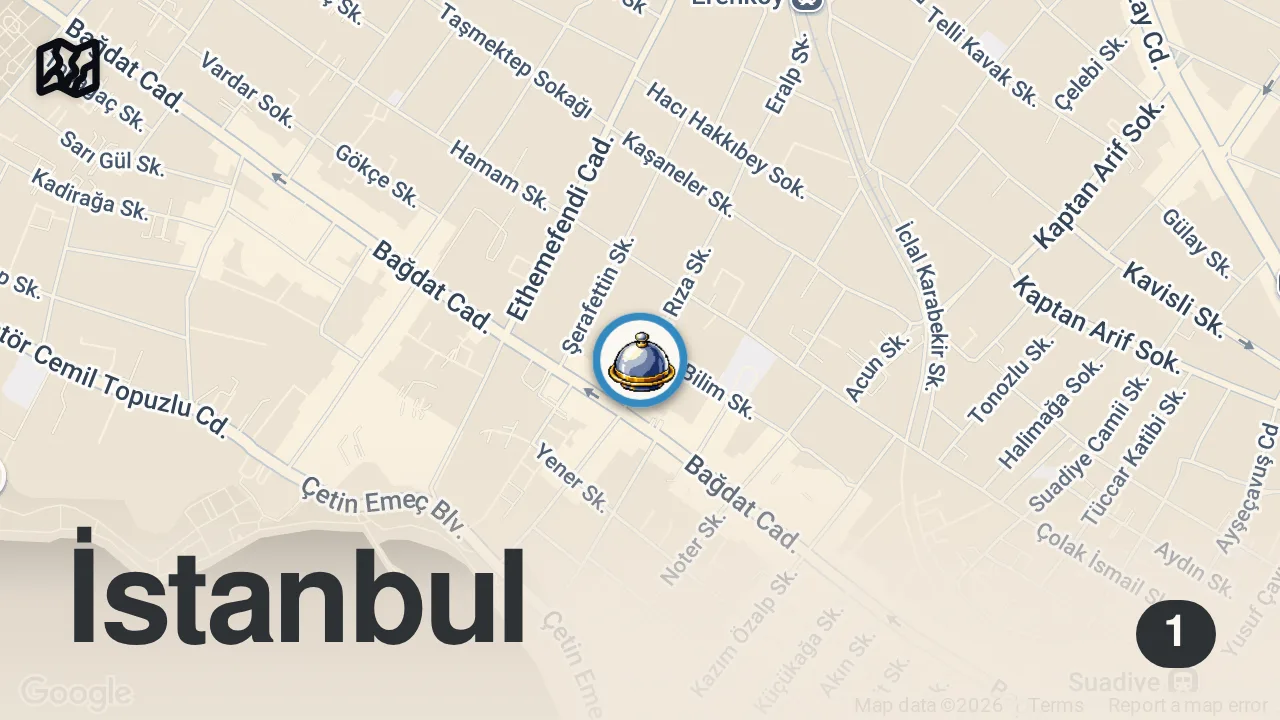 Map of 1 spot from Kewpie Mayonezi ve Dana Kaburga ile Yapılan Smash Burger! 🍔#ayaküstülezzetler #short #shorts