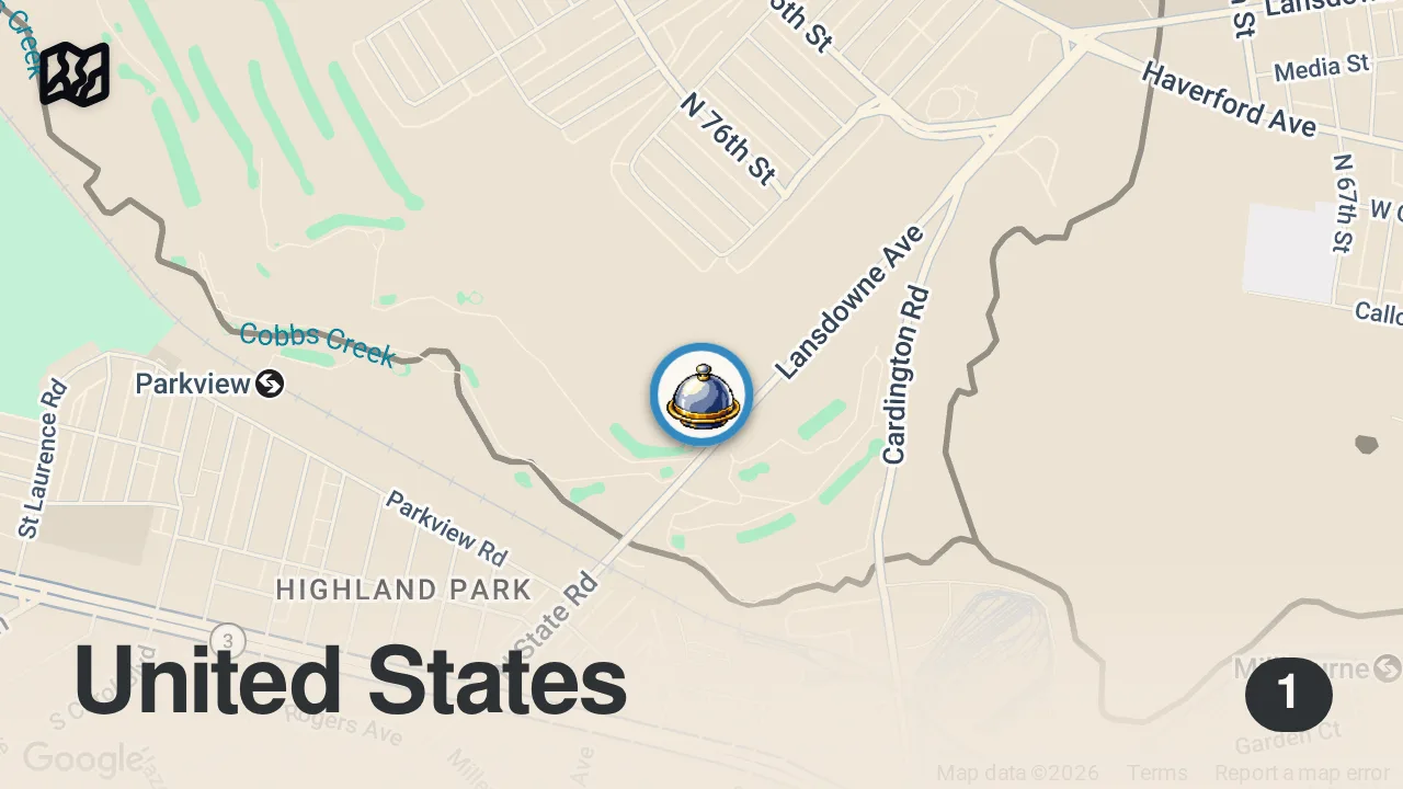 Map of 1 spot from From Segregation to Celebration: This Philly Bar honoring a Golf Pioneer - Little Horse Tavern
