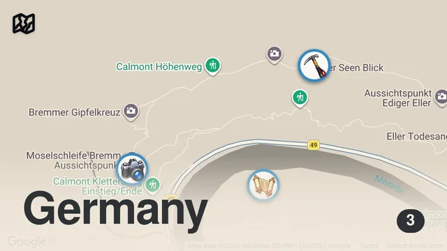 Map of Deutschlands steilster Wanderweg: Calmont-Klettersteig an der Mosel