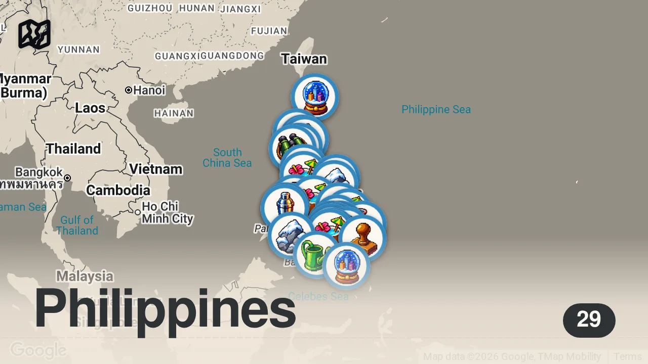 Map of 29 spots from Filippine: L'Arcipelago più Bello del Mondo? | 4K Documentario di Viaggio