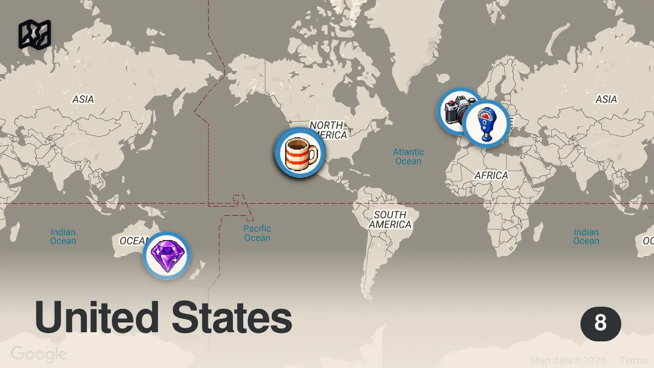 Map of 8 spots from Reading Your Fan Mail 😱😂