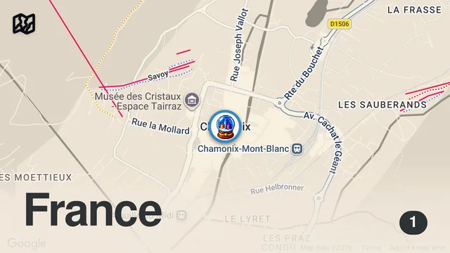 Map of CHAMONIX FRANCE- EXTREME SNOW SPORTS ON MT BLANC