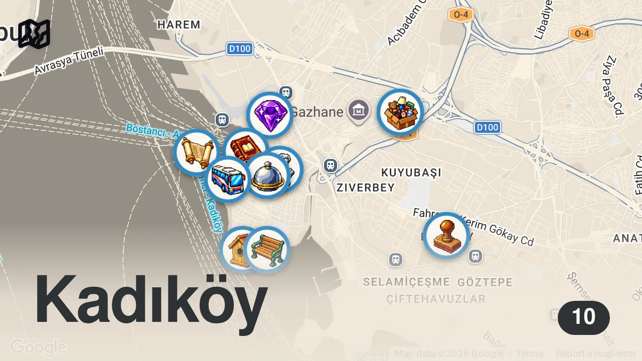 Map of 10 spots from Kadıköy Travel Guide: Hidden Gems & Local Favorites in Istanbul