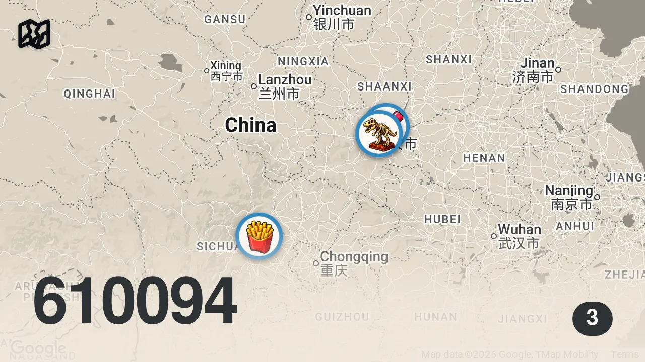 Map of 3 spots from Shocking Chinese Street Food - JACUZZI SOUP in Xi’an, China!!