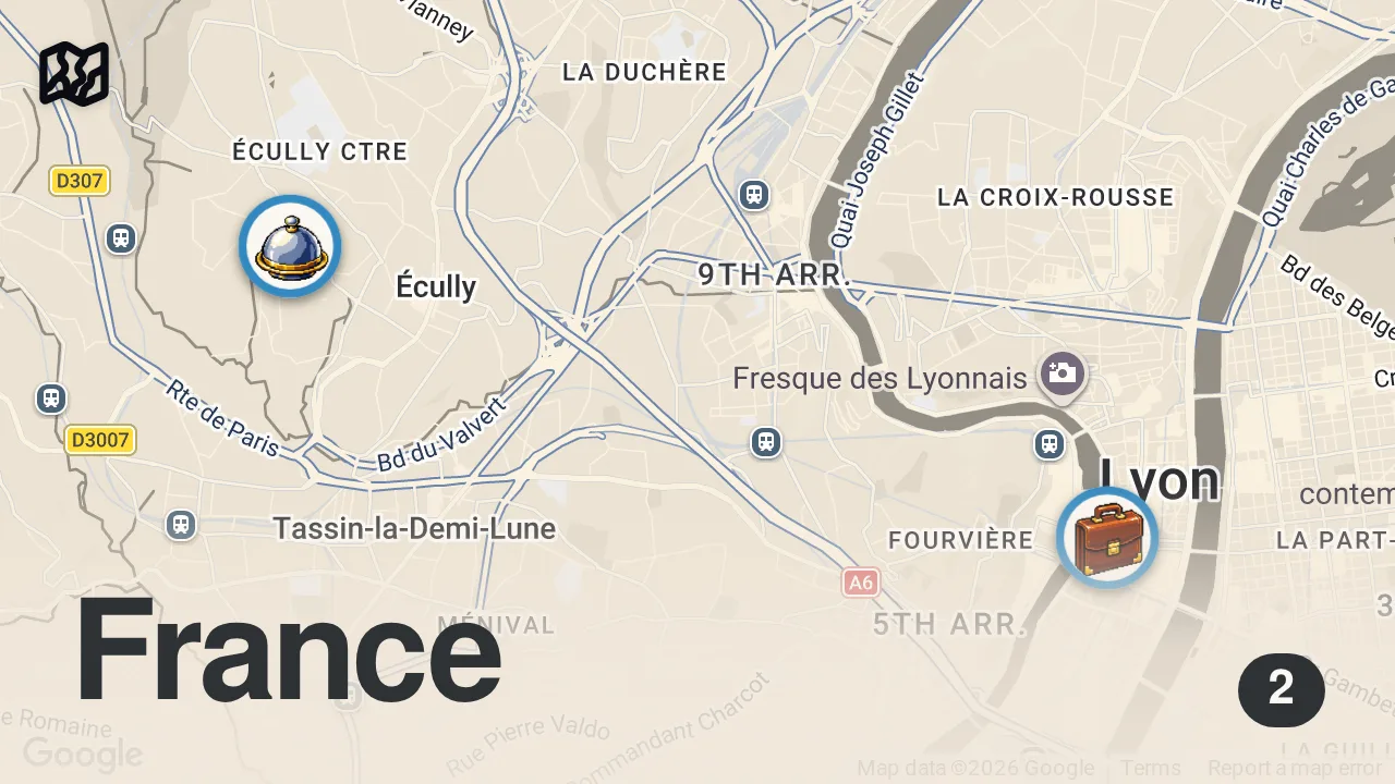 Map of 2 spots from How French Chefs Cook 3.9 Million Hospital Meals Every Year | Big Batches | Insider Food