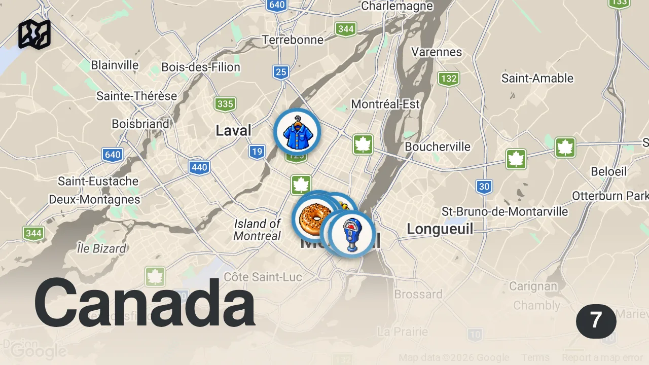 Map of 7 spots from IGLOOFEST MONTREAL | QUEBEC TRAVEL VLOG # 2