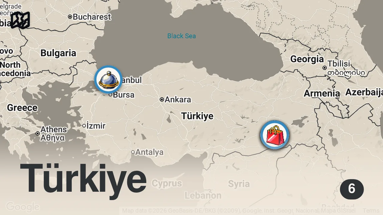 Map of 6 spots from BATMAN LEZZETLERİ!