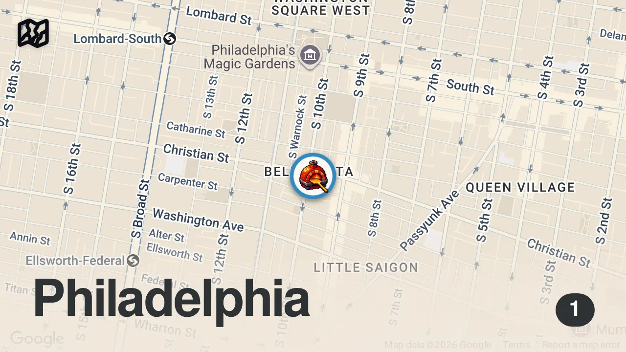 Map of 1 spot from I visit Beanie Sigel's Pizza Shop...