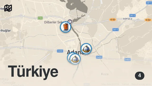 Map of ADANA KEBABINI KİM BULDU?