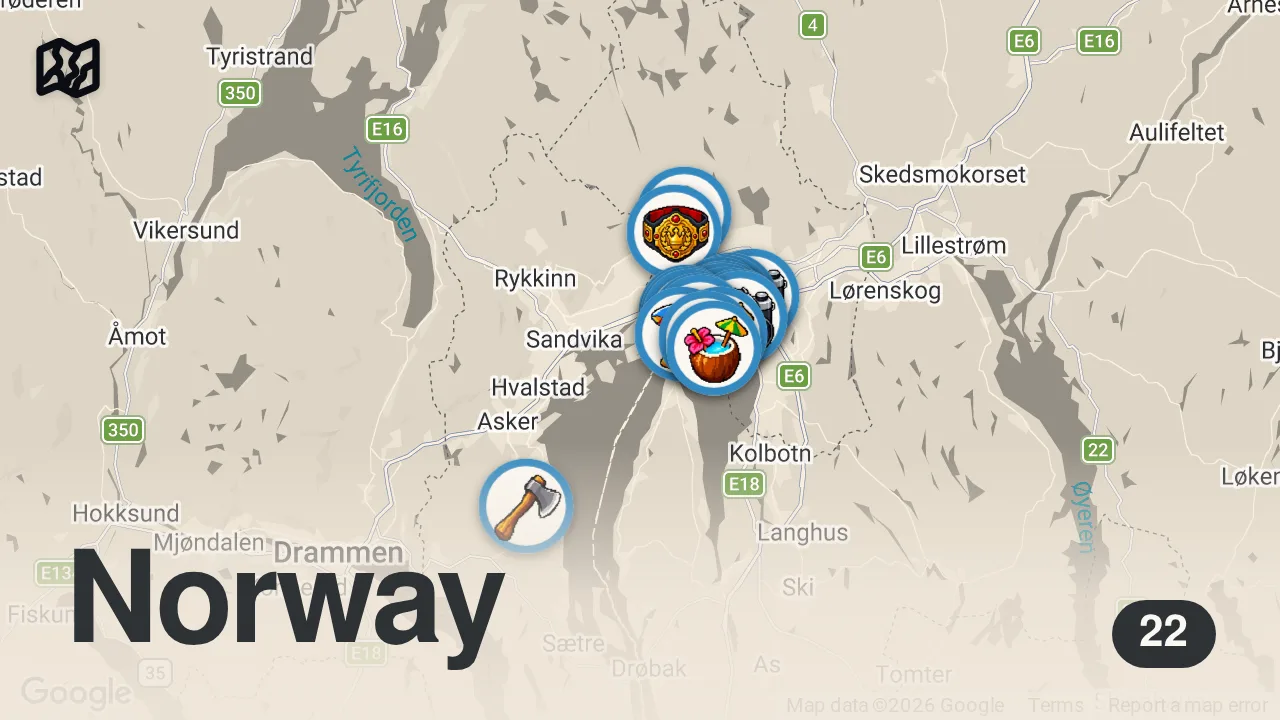 Map of 22 spots from Top 20 Things to do in Oslo, Norway | 2026 Travel Guide