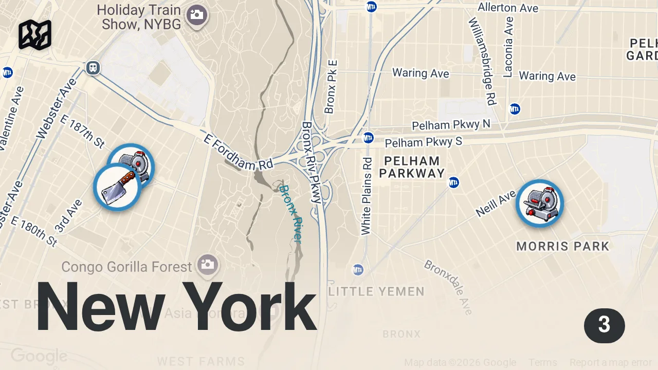 Map of 3 spots from The top 3 italian sandwiches in NYC ๐ฎ๐น #shorts #foodies #italainfood #foodreview