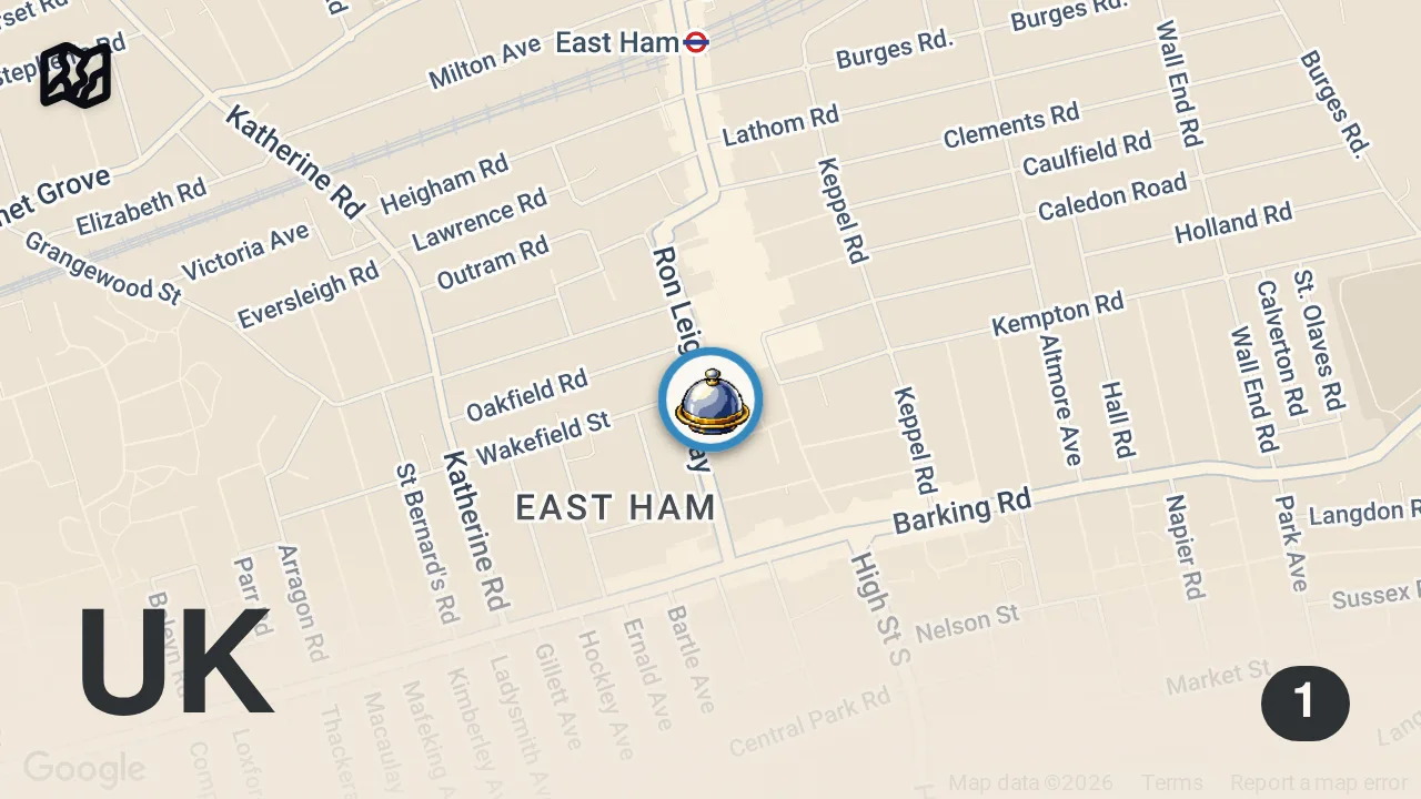 Map of 1 spot from RICE CLUB IN EAST HAM #food #halal #kerala