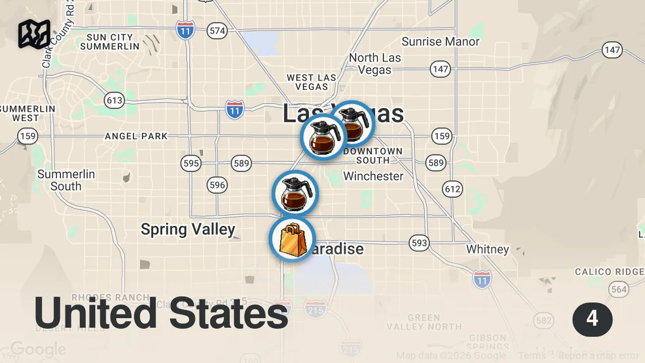 Map of 4 spots from STUSSY WAREHOUSE SALE WAS PACKED! ( A WEEK IN MY LIFE VLOG )