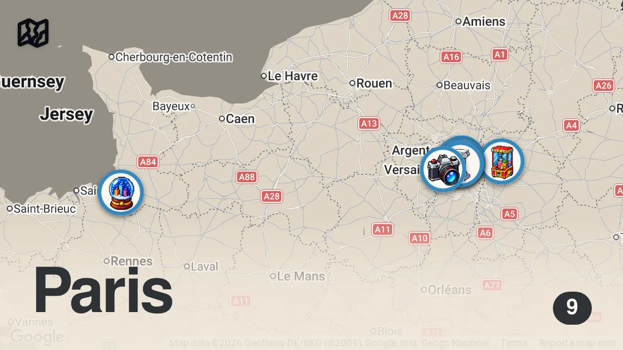 Map of 9 spots from Paris 2026 Travel Guide: Best Places to Visit & Things to Do • Tips & Expenses • Budget Tour Vlog