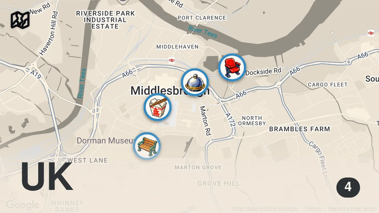 Map of 4 spots from Middlesbrough's food was PURE comfort 😍