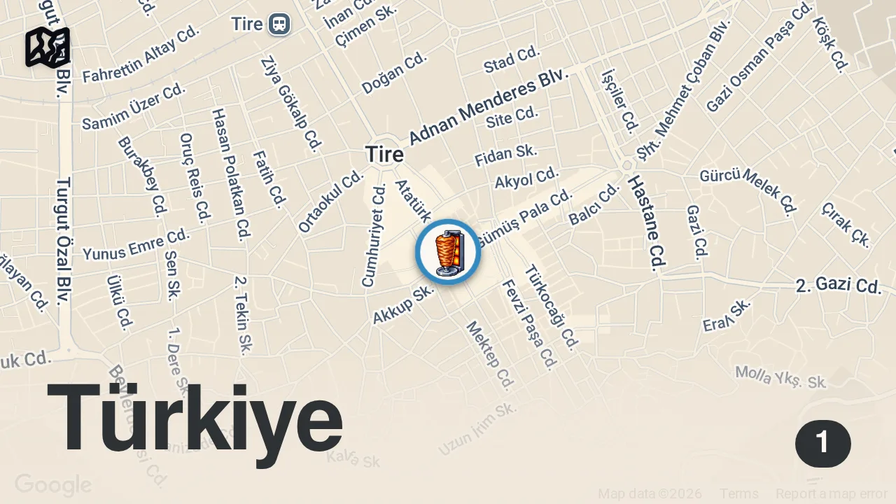 Map of 1 spot from Sabahın erken saatlerinde yenen kuyu kebabının yeri ayrıdır.