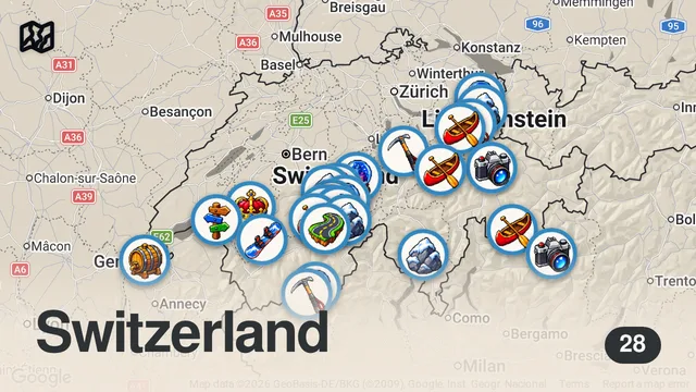 Map of Top 25 Places To Visit in Switzerland - Travel Guide