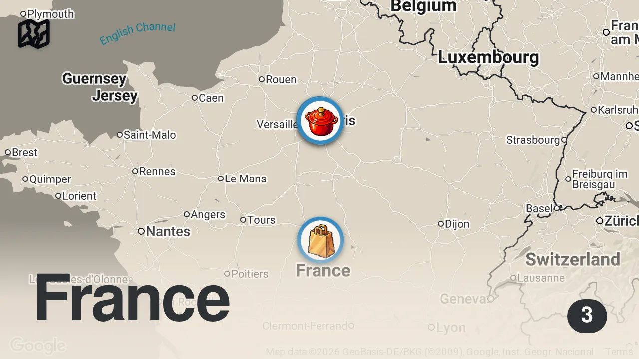 Map of 3 spots from EATING PARIS W/ FRENCHGUYCOOKING