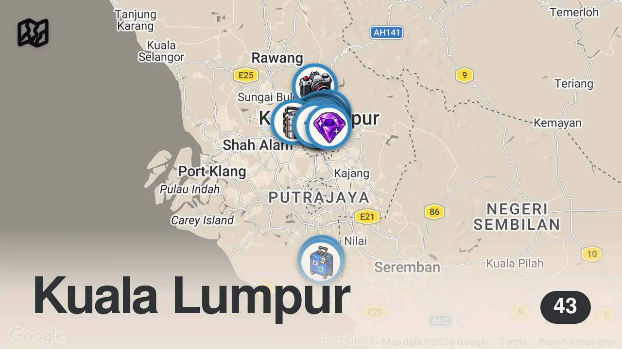 Map of 43 spots from We Spent 5 Days in Kuala Lumpur 🇲🇾 | Travel Guide and Itinerary!