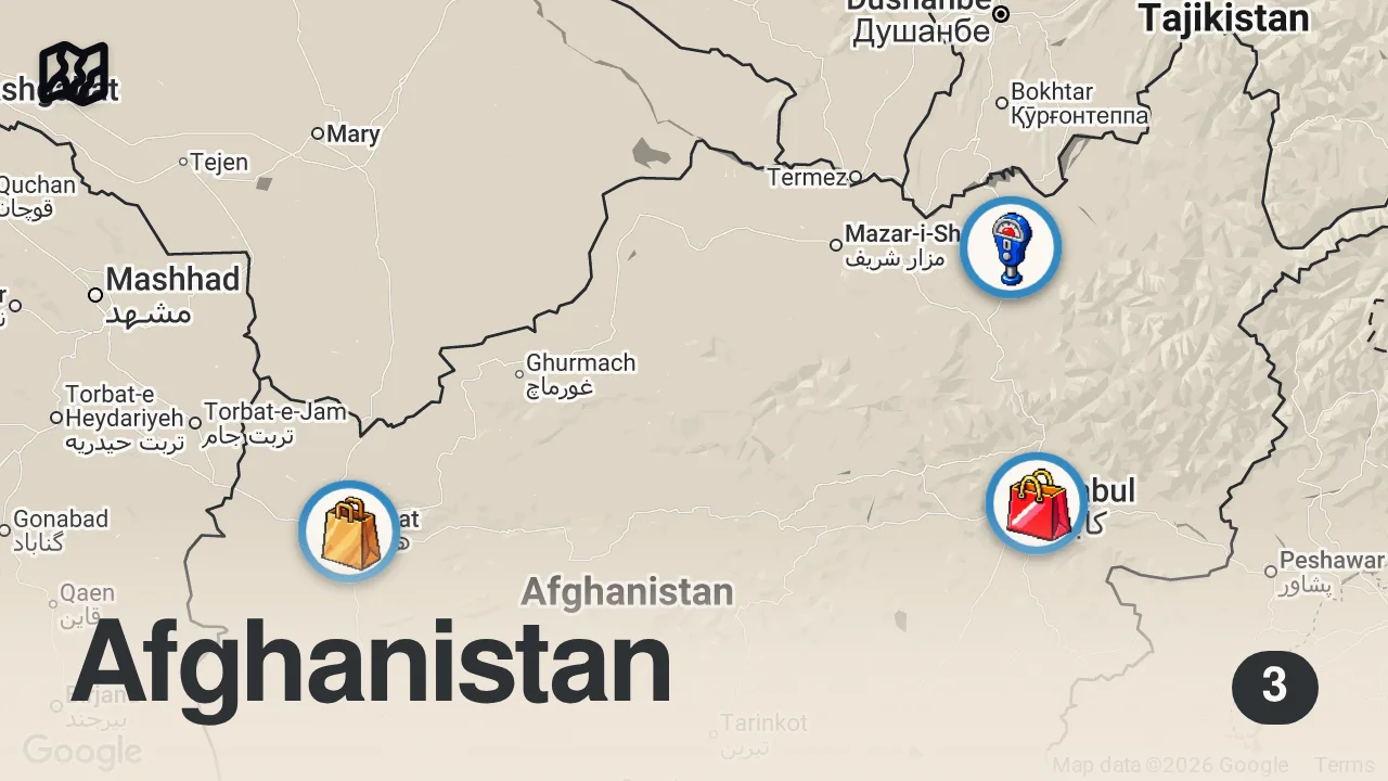 Map of 3 spots from Caught In A Tricky Situation in Afghanistan, Herat 🇦🇫