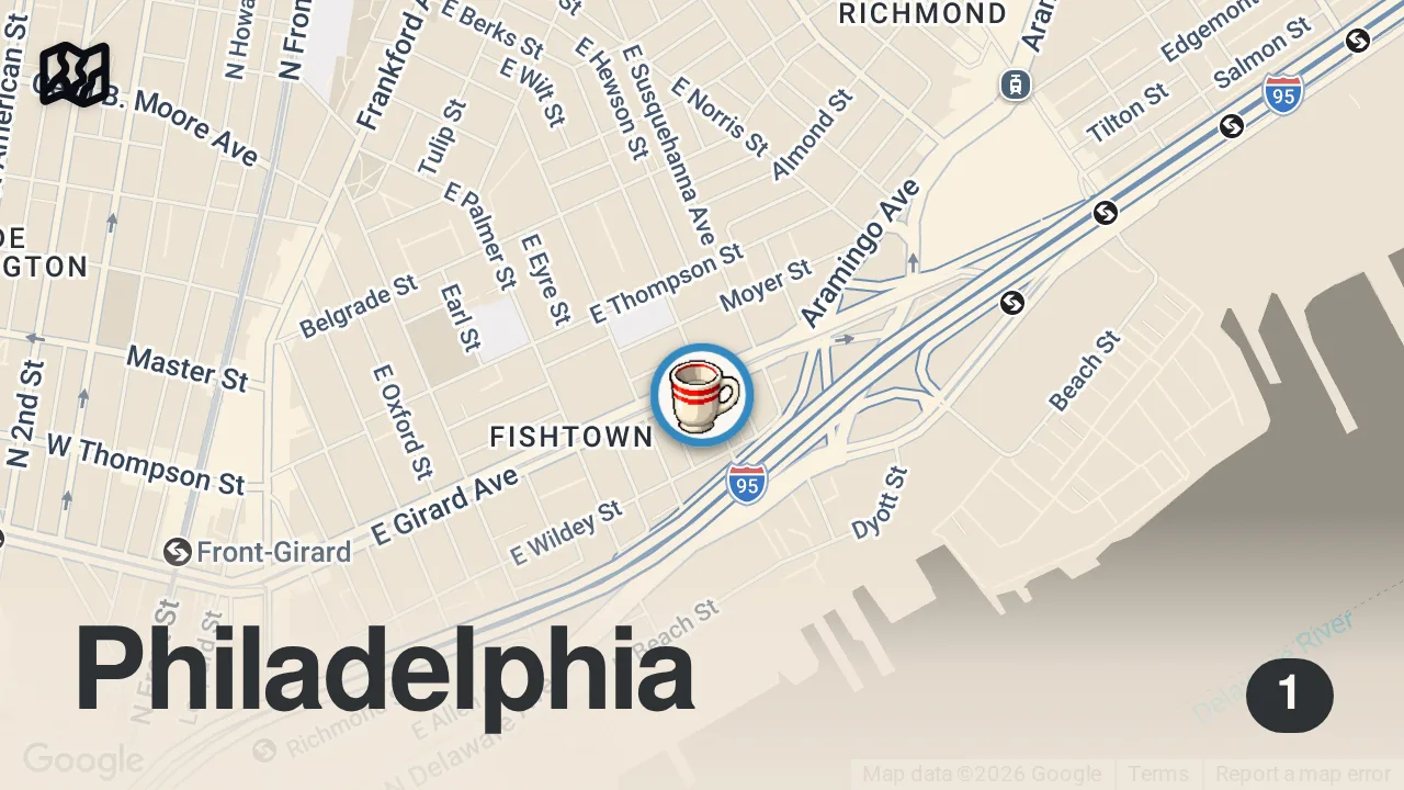 Map of 1 spot from My favorite restaurant in Philadelphia.