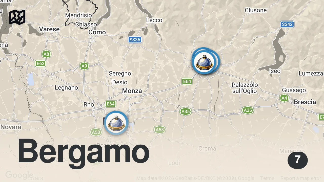 Map of 7 spots from 24 Hours in Bergamo & Milano | Ultimate Italian Food Tour 🇮🇹