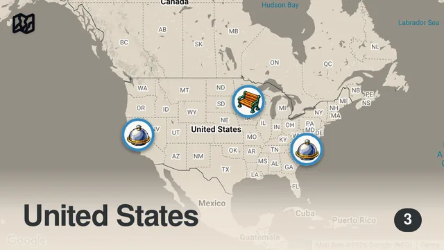 Map of Adam’s No Weenie! 🌭 Hot Dog & Sausage Challenges | Man v. Food | Travel Channel