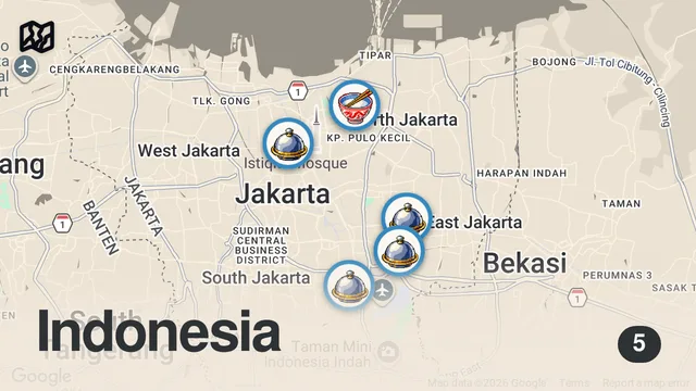 Map of JAKARTA FOOD HEAVEN - Crazy Indonesian street food in Jakarta, Indonesia