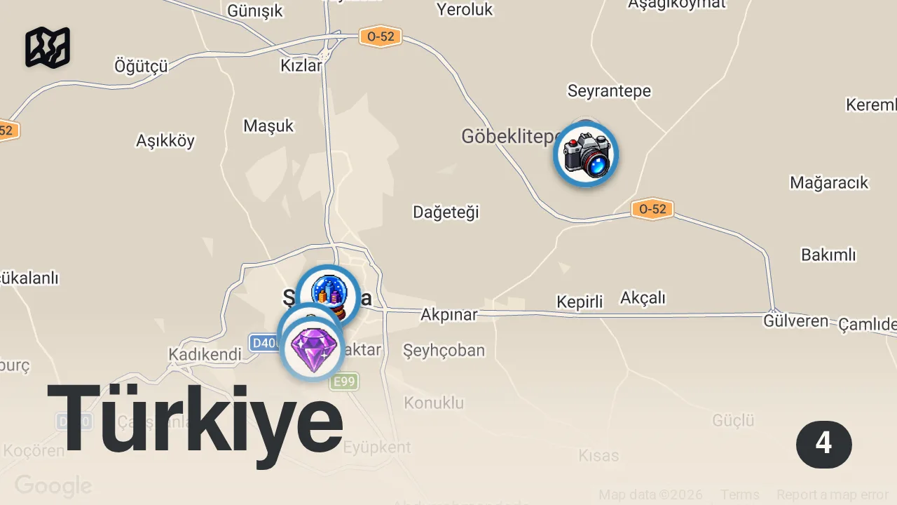 Map of 4 spots from This is the Other Side of Turkey (The Middle East!)