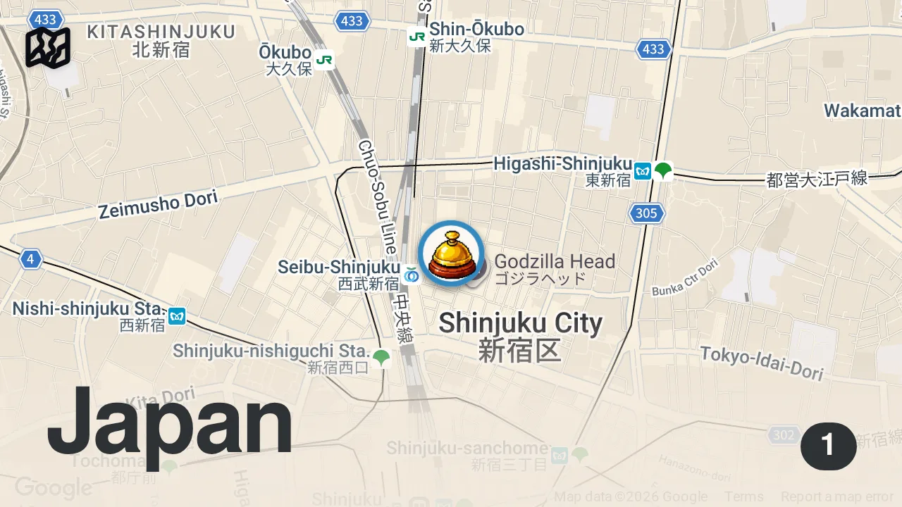 Map of 1 spot from The CHEAPEST All You Can Eat Japanese BREAKFAST BUFFET in Tokyo Japan - ONLY $8!