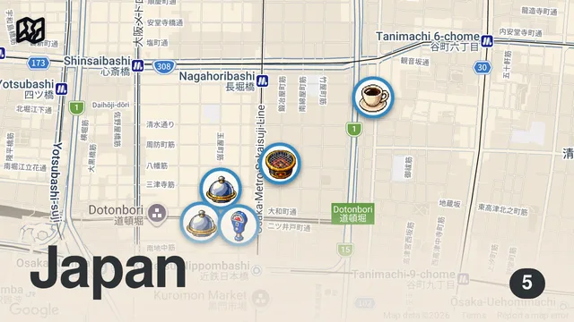 Map of 24 Hours in OSAKA! – Wagyu Beef & Japanese Street Food