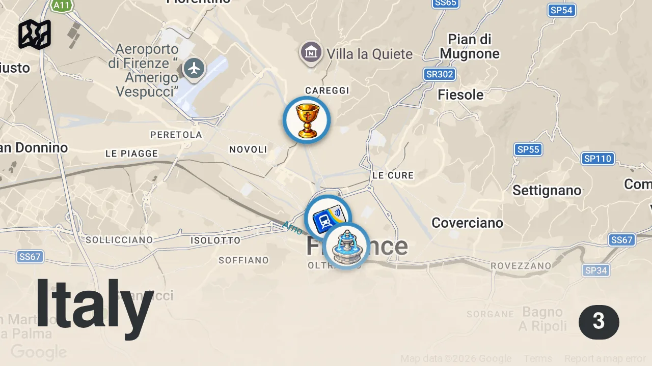 Map of 3 spots from Catching Scammers in Italy gone WRONG! 🇮🇹