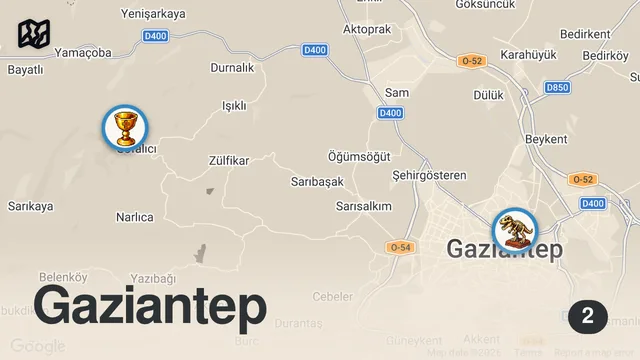 Map of Gaziantep'in Gizli Lezzetleri: Yeni Dünya Kebabı ve Nohut Dürümü | Asuman Kerkez
