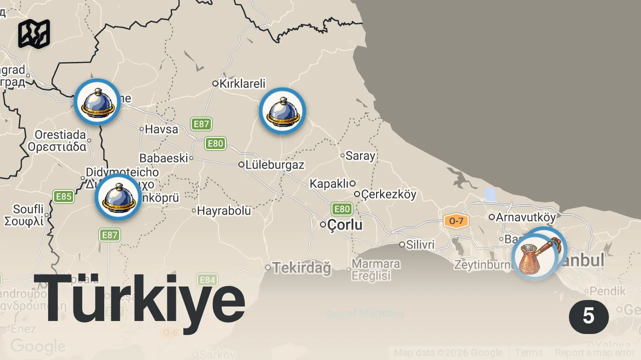 Map of 5 spots from EN SEVDİĞİMİZ KÖFTECİLER - TOP 5️⃣ - Ayaküstü Lezzetler