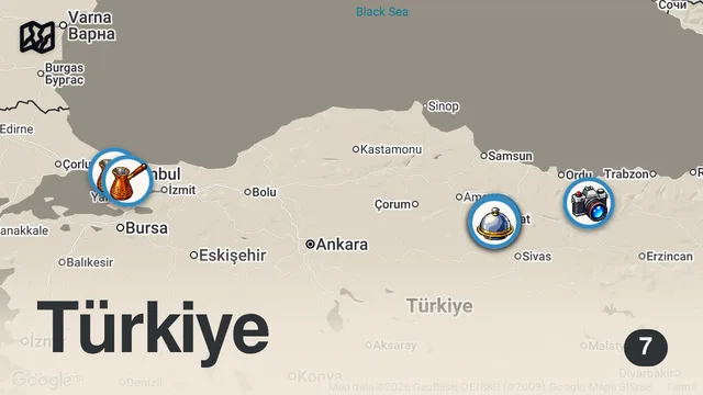Map of TOKAT'TA NE YENİR?