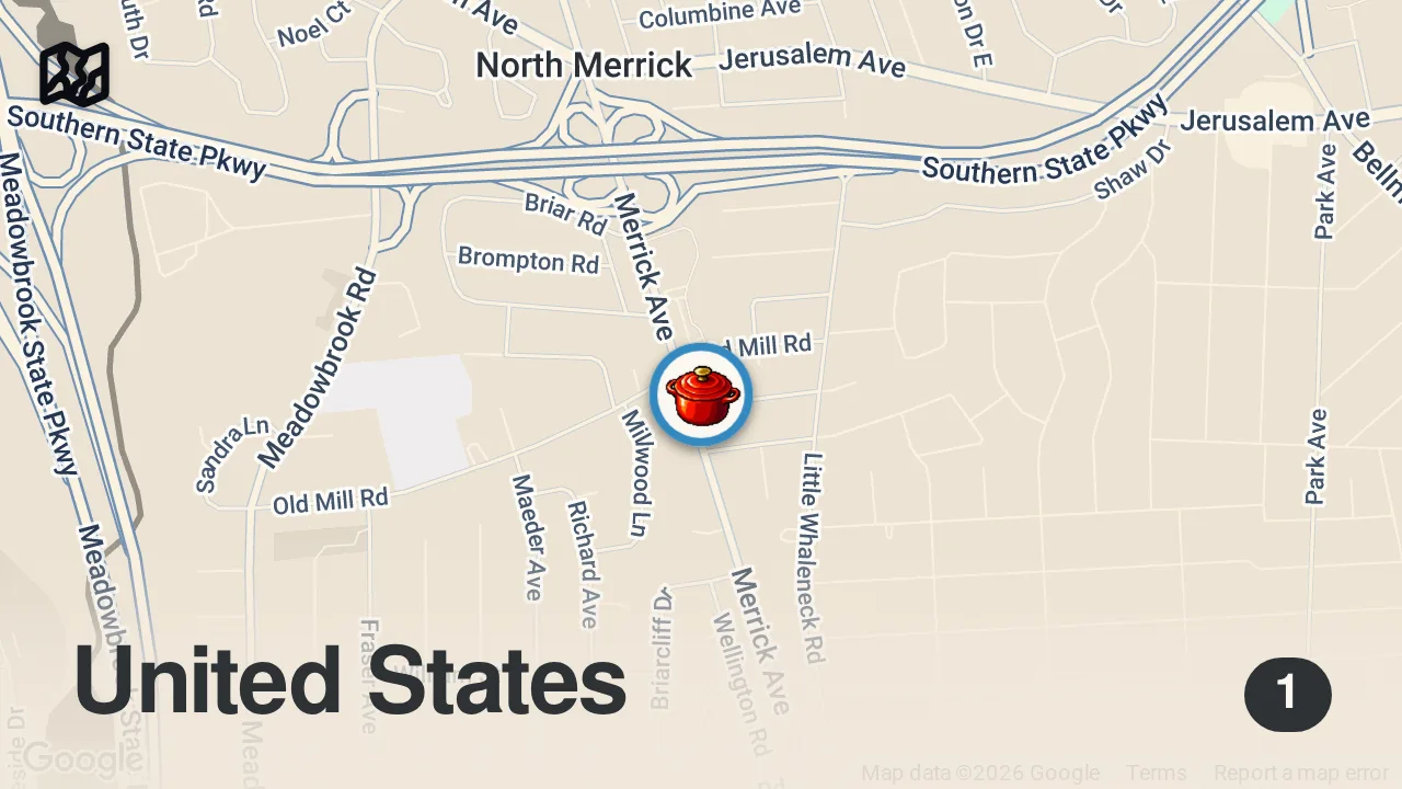 Map of 1 spot from HIDDEN-GEM ITALIAN RESTAURANT in New York! GIANT GARLIC KNOT SLIDERS | Who's Hungry? | DEVOUR POWER