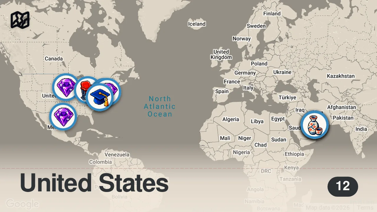 Map of 12 spots from How Chefs Make Massive Food Batches Under Pressure | Insider Food