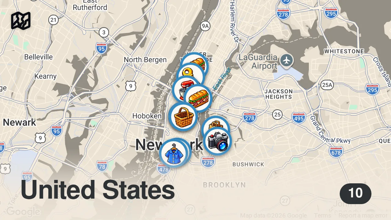 Map of 10 spots from august in nyc | a sweet weekend in my life