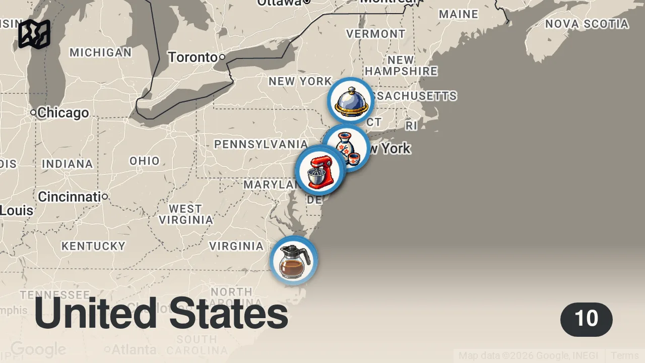 Map of 10 spots from NATIONAL PANCAKE DAY!
