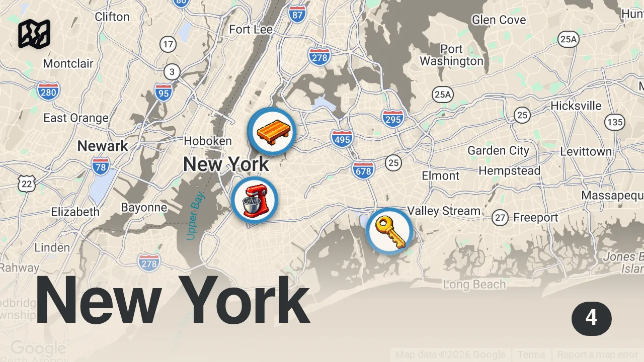 Map of 4 spots from Alone in New York City!